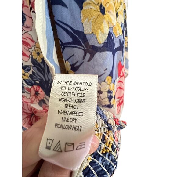 Max Studios Womens 3X Floral Top w/ Open Slit Sleeves and Shirred Waistband - Picture 5 of 10